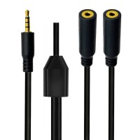 2.5mm 4‑Pole Gold‑Plated TRRS Y‑Splitter Audio & Mic Extension Cable 2.5mm 4‑Pole Gold‑Plated TRRS Y‑Splitter Audio & Mic Extension Cable