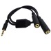 2.5mm 4‑Pole Gold‑Plated TRRS Y‑Splitter Audio & Mic Extension Cable 2.5mm 4‑Pole Gold‑Plated TRRS Y‑Splitter Audio & Mic Extension Cable
