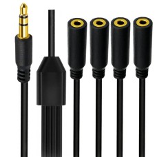 3.5mm 1 to 4 Audio Splitter | Quad Headphone Hub for Group Entertainment 3.5mm 1 to 4 Audio Splitter | Quad Headphone Hub for Group Entertainment