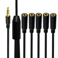 3.5mm 1 to 5 Audio Splitter | Five-Way Headphone Hub for Groups & Classrooms