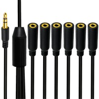 3.5mm 1 to 6 Audio Splitter | Multi-Headphone Hub for Smartphones, Laptops & More