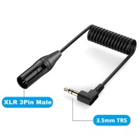 Right Angle 3.5mm (1/8 Inch) TRS Stereo Male to XLR Male Coiled Audio Cable - 0.5M Right Angle 3.5mm (1/8 Inch) TRS Stereo Male to XLR Male Coiled Audio Cable - 0.5M