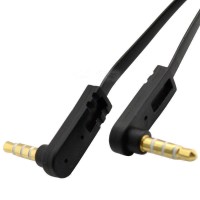 1M Right Angle Flat 3.5mm 4-Pole Audio Aux Cable – Gold-Plated, Stereo + MIC 1M Right Angle Flat 3.5mm 4-Pole Audio Aux Cable – Gold-Plated, Stereo + MIC