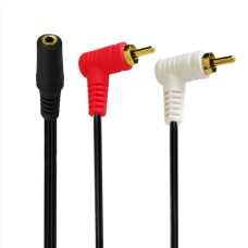 3.5mm Female to 2-Male RCA Stereo Audio Cable – 90° Right-Angled Adapter for Smartphones, Tablets, Speakers, TV, Amp & More (0.25m / 1.5m) 3.5mm Female to 2-Male RCA Stereo Audio Cable – 90° Right-Angled Adapter for Smartphones, Tablets, Speakers, TV, Amp & More (0.25m / 1.5m)