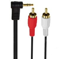 90° Right-Angle 3.5mm Male to Dual RCA Male Stereo Audio Cable 90° Right-Angle 3.5mm Male to Dual RCA Male Stereo Audio Cable