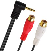 90° Right-Angle 3.5mm Male to Dual RCA Female Stereo Audio Cable 90° Right-Angle 3.5mm Male to Dual RCA Female Stereo Audio Cable