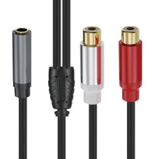 3.5mm Female to Dual RCA Female Stereo Audio Adapter Cable – 0.3m Super Soft Metal Shell Aux Cord for Smartphone, MP3, Record Player, Speakers & Home Theater