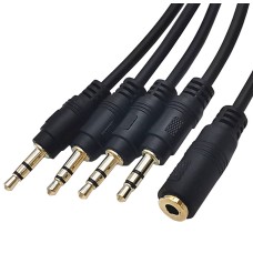 3.5mm Audio Y-Splitter Cable – Female to Quad / Four Male Stereo Adapter (0.5m) 3.5mm Audio Y-Splitter Cable – Female to Quad / Four Male Stereo Adapter (0.5m)