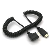 Spiral Coil Retractable Right Angle HDMI 1.4 Male to HDMI 1.4 Male Cable