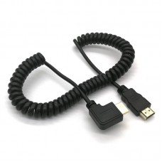 Spiral Coil Retractable Right Angle HDMI 1.4 Male to HDMI 1.4 Male Cable