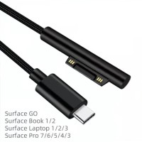 Nylon Braided Surface Connect to USB-C Charging Cable Compatible for Microsoft Surface Pro7 Go2 Works with 45W 15V3A USBC Charger
