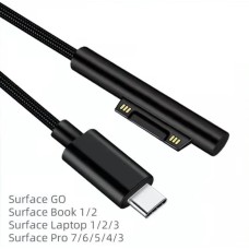 Nylon Braided Surface Connect to USB-C Charging Cable Compatible for Microsoft Surface Pro7 Go2 Works with 45W 15V3A USBC Charger