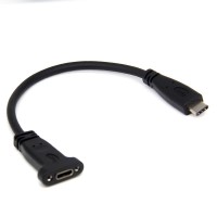 28mm Pitch Panel Mount 8 inches / 20cm Short USB-C Male to USB-C Female Jumper / Feeder Extension Cable 28mm Pitch Panel Mount 8 inches / 20cm Short USB-C Male to USB-C Female Jumper / Feeder Extension Cable