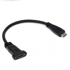 28mm Pitch Panel Mount 8 inches / 20cm Short USB-C Male to USB-C Female Jumper / Feeder Extension Cable 28mm Pitch Panel Mount 8 inches / 20cm Short USB-C Male to USB-C Female Jumper / Feeder Extension Cable