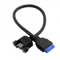 USB 3.0 Single Port A Female Panel Screw Mount Type to Up Angled Motherboard 20pin Header Cable