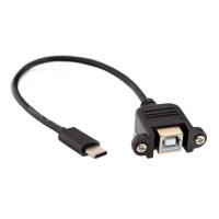 Super Short Panel Mount USB-C Printer Cable (USB-C to USB-B Extension Cable)