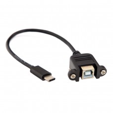 Super Short Panel Mount USB-C Printer Cable (USB-C to USB-B Extension Cable)
