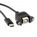Super Short Panel Mount USB-C Printer Cable (USB-C to USB-B Extension Cable)