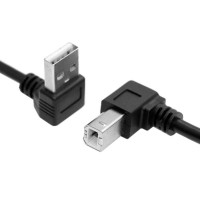 Super Short Down Angled / Up Angled USB-B Printer Cable (USB-A to USB-B Extension Cable)