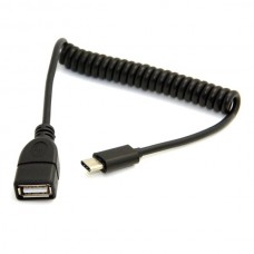 100cm / 3.3ft (Max.) Long Coil Retractable USB-C OTG Cable (USB-C male to USB-C female On-the-Go Cable)