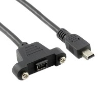 28mm Pitch Panel Mount USB Mini Male to USB Mini Female Extension Cable / Extender Cord 28mm Pitch Panel Mount USB Mini Male to USB Mini Female Extension Cable / Extender Cord