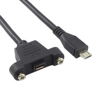 Panel Mount USB Micro Male to USB Micro Female Extension Cable Panel Mount USB Micro Male to USB Micro Female Extension Cable