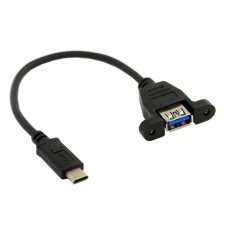 Panel Mount USB-A Female to USB-C Male OTG Cable / USB-C Male to USB-A Female On-the-Go Cable