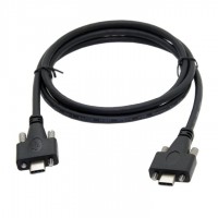 Dual Screw Locking Panel Mount USB-C Male to Panel Mount USB-C Male Extension Cable (USB-C to USB-C)