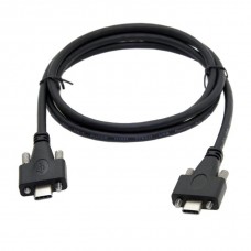 Dual Screw Locking Panel Mount USB-C Male to Panel Mount USB-C Male Extension Cable (USB-C to USB-C)