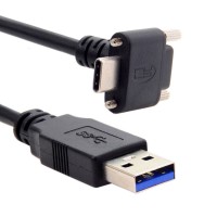 Panel Mount Right Angle USB-C Extension Cable (USB-A to Right Angle USB-C Extender Cord)