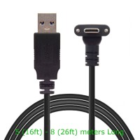 Super Long Panel Mount Right Angle USB-C Extension Cable (USB-A to Right Angle USB-C Extender Cord)