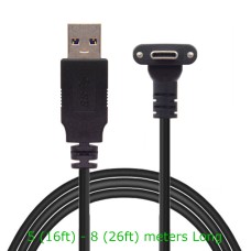Super Long Panel Mount Right Angle USB-C Extension Cable (USB-A to Right Angle USB-C Extender Cord)