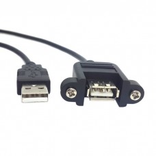 29.04mm Pitch Panel Mount Cable - USB A Male to A Female Extension Cable / Extender
