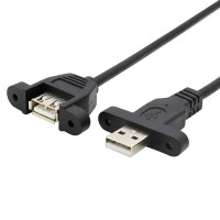 Short Double Panel Mount / Dual Panel Mount USB A Male to USB A Female Extension Cable Short Double Panel Mount / Dual Panel Mount USB A Male to USB A Female Extension Cable