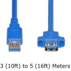 Super Long Panel Mount USB-A male to USB-A female Extension Cable / Adapter Cable / Extender