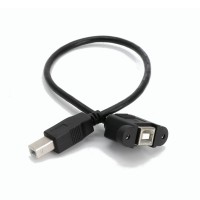 Super Short Panel Mount USB-B female to USB-B male Extension Cable