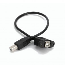 Super Short Panel Mount USB-B female to USB-B male Extension Cable