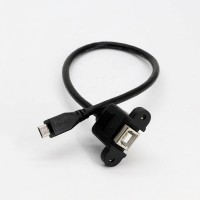 Super Short Panel Mount USB-B female to Micro USB male Extension Cable