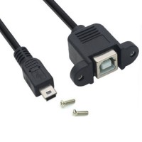 Super Short Panel Mount USB-B female to Mini USB male Extension Cable Super Short Panel Mount USB-B female to Mini USB male Extension Cable