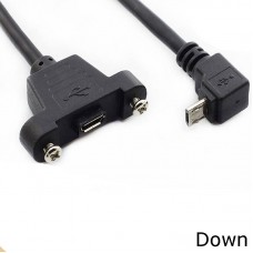 Super Short Panel Mount Micro USB Female to Right Angle Micro USB Male Cable (Pitch: 28mm) Super Short Panel Mount Micro USB Female to Right Angle Micro USB Male Cable (Pitch: 28mm)