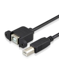 Panel Mount USB-B to USB-B Extension Cable | USB Type B Female to Female Feeder / Jumper Panel Mount USB-B to USB-B Extension Cable | USB Type B Female to Female Feeder / Jumper