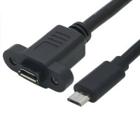 Super Short Panel Mount 1ft / 0.3M Long USB Micro Female to USB Micro Male Cable (Pitch/Screw Distance: 17mm) Super Short Panel Mount 1ft / 0.3M Long USB Micro Female to USB Micro Male Cable (Pitch/Screw Distance: 17mm)