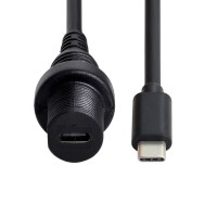 1 Meter / 3.3ft Waterproof Bulkhead Panel Mount Flush USB-C male to female Extemder Cable for Car 1 Meter / 3.3ft Waterproof Bulkhead Panel Mount Flush USB-C male to female Extemder Cable for Car