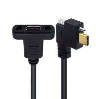 Single Screw Locking Panel Mount / Right Angle Thumb Lock USB-C male to USB-C Extension Female Single Screw Locking Panel Mount / Right Angle Thumb Lock USB-C male to USB-C Extension Female