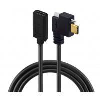 Single Screw Locking Panel Mount / Right Angle Thumb Lock USB-C male to USB-C Female Extension Cable Single Screw Locking Panel Mount / Right Angle Thumb Lock USB-C male to USB-C Female Extension Cable