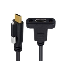 Single Screw Lock / Thumb Lock USB 3.1 Type-C (USB-C) male to 17mm pitch Panel Mount USB-C Female Cable Single Screw Lock / Thumb Lock USB 3.1 Type-C (USB-C) male to 17mm pitch Panel Mount USB-C Female Cable