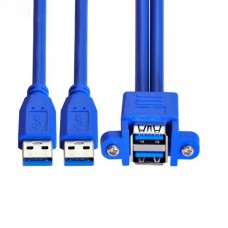 USB 3.0 USB A Male to Stackable Dual Panel Bulkhead Mount USB A Female Extension Cable USB 3.0 USB A Male to Stackable Dual Panel Bulkhead Mount USB A Female Extension Cable