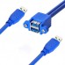 USB 3.0 USB A Male to Stackable Dual Panel Bulkhead Mount USB A Female Extension Cable USB 3.0 USB A Male to Stackable Dual Panel Bulkhead Mount USB A Female Extension Cable