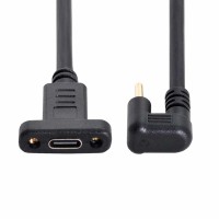 180 Degree Right Angle USB 3.1 Type-C (USB-C) male to Panel Mount USB-C Female Cable 180 Degree Right Angle USB 3.1 Type-C (USB-C) male to Panel Mount USB-C Female Cable