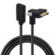 Right Angle Panel Mount Dual Screw Locking USB-C male to USB-C Female Extension Cable Right Angle Panel Mount Dual Screw Locking USB-C male to USB-C Female Extension Cable